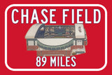 Arizona Diamondbacks Chase Field  - Miles to Stadium Highway Road Sign Customize the Distance Sign ,Arizona Diamondbacks Chase Field