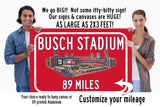 St Louis Cardinals Busch Stadium  - Miles to Stadium Highway Road Sign Customize the Distance Sign ,St Louis Cardinals Busch Stadium