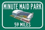 Houston Astros Minute Maid Park    - Miles to Stadium Highway Road Sign Customize the Distance Sign, Houston Astros Minute Maid Park