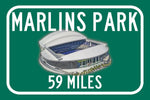 Miami Marlins , Marlins Park   - Miles to Stadium Highway Road Sign Customize the Distance Sign ,Miami Marlins, Marlins Park
