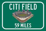 New York Mets Citi Field  - Miles to Stadium Highway Road Sign Customize the Distance Sign ,New York Mets Citi Field