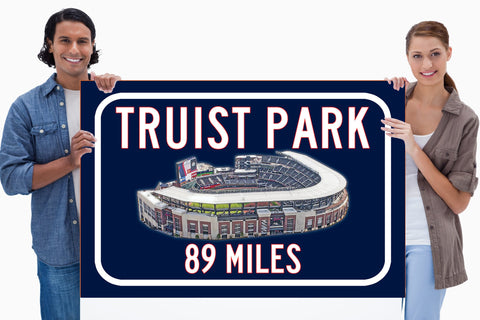 Truist Park Atlanta Braves   - Miles to Stadium Highway Road Sign Customize the Distance Sign , Truist Park Atlanta Braves