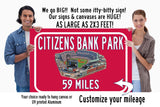 Philadelphia Phillies Citizens Bank Park   - Miles to Stadium Highway Road Sign Customize the Distance Sign Philadelphia Phillies Citizens
