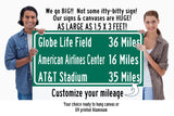 AT@T Stadium / Globe Life Park /American Airlines Arena | Dallas Cowboys, Texas Rangers, Dallas |Distance Sign | Mileage Sign | Highway Sign