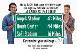 Angels Stadium/ Sofi Stadium/Honda Center | Los Angeles Angels/ San Jose Sharks| Los Angeles Lakers Distance Sign | Highway Sign
