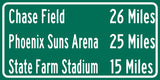 Raymond James Stadium, Tropicana Field, Amalie Arena |Tampa Bay Buccaneers, Tampa Bay Rays | Distance Sign | Mileage Sign| Highway |