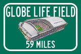 Texas Rangers Globe Life Field   - Miles to Stadium Highway Road Sign Customize the Distance Sign , Texas Ranges Globe Life Field