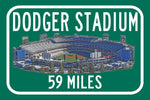 Los Angeles Dodgers, Dodger Stadium   - Miles to Stadium Highway Road Sign Customize the Distance Sign ,LA Dodgers Dodger Stadium