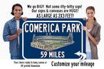 Detroit Tigers Comerica Park  - Miles to Stadium Highway Road Sign Customize the Distance Sign ,Detroit TIgers Comerica Park