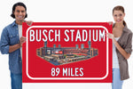 St Louis Cardinals Busch Stadium  - Miles to Stadium Highway Road Sign Customize the Distance Sign ,St Louis Cardinals Busch Stadium