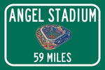 Los Angeles Angels Angels Stadium  - Miles to Stadium Highway Road Sign Customize the Distance Sign ,Los Angeles Angels Angels Stadium