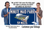 Houston Astros Minute Maid Park    - Miles to Stadium Highway Road Sign Customize the Distance Sign, Houston Astros Minute Maid Park