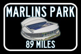 Miami Marlins , Marlins Park   - Miles to Stadium Highway Road Sign Customize the Distance Sign ,Miami Marlins, Marlins Park