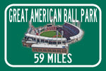 Cincinnati Reds Great American Ballpark    - Miles to Stadium Highway Road Sign Customize the Distance Sign , Cincinnati Reds Baseball