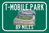 Seattle Mariners T-Mobile Park   - Miles to Stadium Highway Road Sign Customize the Distance Sign , Seattle Mariners T-Mobile Park