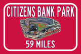 Philadelphia Phillies Citizens Bank Park   - Miles to Stadium Highway Road Sign Customize the Distance Sign Philadelphia Phillies Citizens