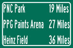 PNC Park/ Heinz Field/ PPG Paints Arena| Pittsburgh Steelers/ Pittsburgh Penguins/ Pittsburgh Pirates |Distance Sign | Highway Sign