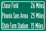 Raymond James Stadium, Tropicana Field, Amalie Arena |Tampa Bay Buccaneers, Tampa Bay Rays | Distance Sign | Mileage Sign| Highway |