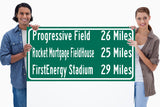 First Energy Stadium / Progressive Field/ Rocket Mortgage Field House | Cleveland Browns, Cleveland Indians| Distance Sign | Mileage Sign |