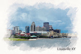 Louisville Kentucky sketch watercolor canvas, Louisville KY watercolor Wall Art, Louisville KY wall art canvas, Louisville KY  art