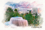 Columbia SC skyline canvas, Findley Park Columbia South Carolina Canvas,  Columbia South Carolina wall art, Columbia SC watercolor wall art