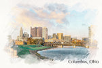 Columbus skyline sketch watercolor canvas, Columbus watercolor canvas, Columbus Wall art, Columbus watercolor art Columbus photo, Columbus