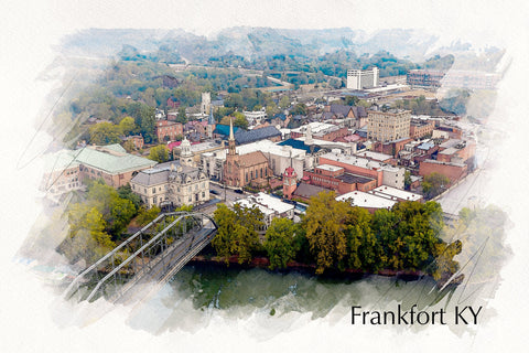 Frankfort Kentucky watercolor skyline canvas, Frankfort KY watercolor Canvas Wall Art, Frankfort KY wall art canvas, Frankfort KY  art