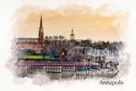 Annapolis sketch skyline watercolor,  Annapolis watercolor Canvas,  Annapolis Maryland Canvas Wall Art, Annapolis watercolor, Annapolis