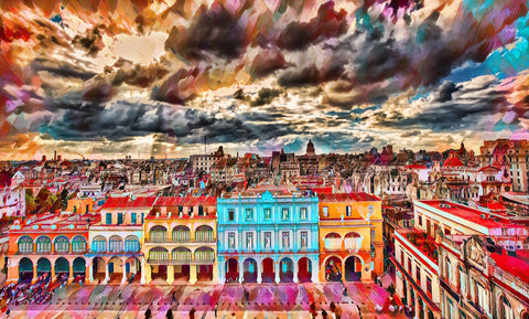 Havana Cuba watercolor, Havana Cuba, Havana watercolor skyline , Havana Cuba photo, Cuba watercolor, Cuba from the ocean