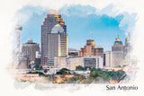 San Antonio watercolor , San Antonio Canvas, San Antonio skyline, San Antonio Wall canvas, Texas wall art, San Antonio decor, Texas canvas