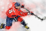 Alex Ovechkin watercolor, Washington Capital wall art, Capitals Stanley Cup, Alex Ovechkin Poster, Washington Capitals hockey art wall