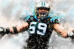 Luke Kuechly watercolor, Carolina Panthers wall art, Luke Kuechly Carolina Panthers wall art poster,  Carolina wall art