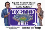 Colorado Rockies Coors Field - Miles to Stadium Highway Road Sign, Customize the Distance Sign, Rockies Coors Field Custom sign
