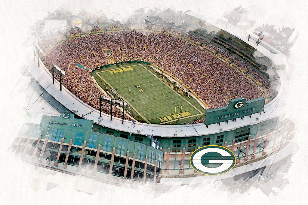 Green Bay Packers - Lambeau Field Team Color Vintage Football Print