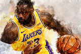 LeBron James watercolor, Los Angeles Lakers wall art, Lakers NBA Championship  winner Canvas, LeBron James Lakers art wall
