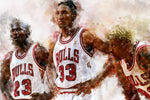Chicago Bulls NBA Champions canvas,  Chicago Bulls wall art, Michael Jordan, Scottie Pippen, Dennis Rodman Chicago Bulls Champions Canvas