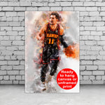 Trae Young on canvas watercolor, Atlanta Hawks wall art, Trae Young poster Canvas,  Trae Young wall art