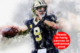 Drew Brees watercolor, New Orleans Saints wall art, New Orleans Saint Drew Brees Poster. Canvas, Drew Brees Saints wall art wall art