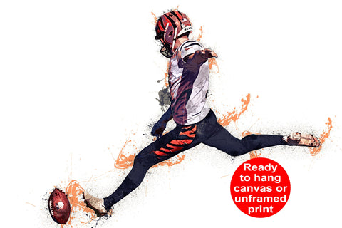 Evan McPherson poster watercolor, Cincinnati Bengals Super Bowl, Evan McPherson Cincinnati Bengals poster. Ja/Marr Chase,