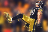 TJ Watt watercolor, Pittsburgh Steelers wall art, Pittsburgh Steelers TJ Watt poster on Canvas, TJ Watt poster