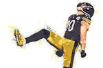 TJ Watt watercolor, Pittsburgh Steelers wall art, Pittsburgh Steelers TJ Watt poster on Canvas, TJ Watt poster