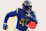 Von Miller watercolor, Los Angeles Rams wall art, Von Miller LA Rams Super Bowl Champions Canvas, Von Miller Los Angeles Rams Poster,