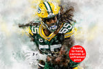 Za'Darius Smith watercolor, Green Bay Packers wall art, Green Bay Packers Za'Darius Smith poster on Canvas