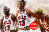 Chicago Bulls NBA Champions canvas,  Chicago Bulls wall art, Michael Jordan, Scottie Pippen, Dennis Rodman Chicago Bulls Champions Canvas