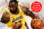 LeBron James watercolor, Los Angeles Lakers wall art, Lakers NBA Championship  winner Canvas, LeBron James Lakers art wall