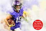 Adam Thielen watercolor, Minnesota Vikings