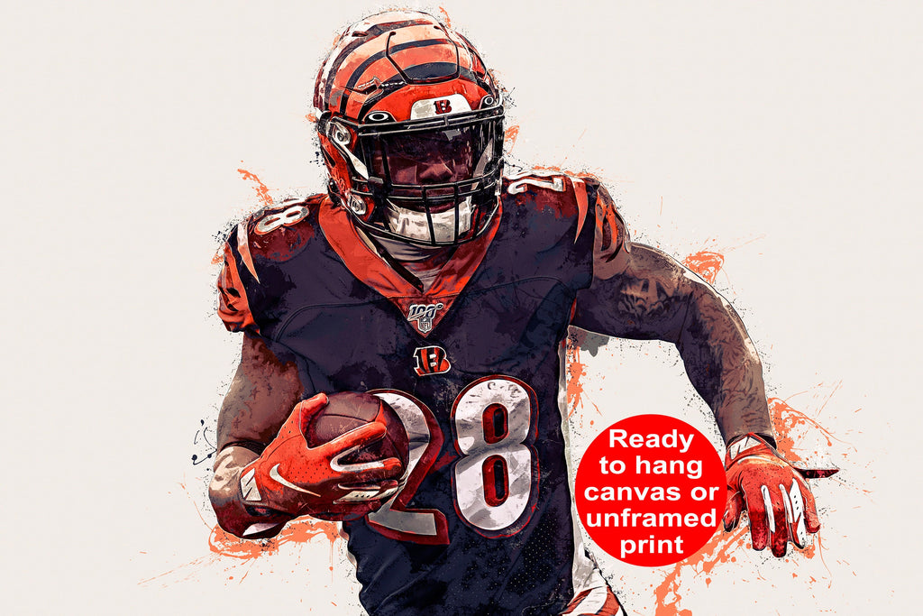 Joe Mixon Cincinnati Bengals Football White Jersey Poster Man 