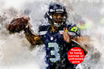 Russell Wilson watercolor, Seattle Seahawks wall art, Seattle Seahawks Russell Wilson poster on Canvas