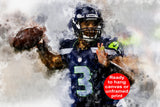 Russell Wilson watercolor, Seattle Seahawks wall art, Seattle Seahawks Russell Wilson poster on Canvas