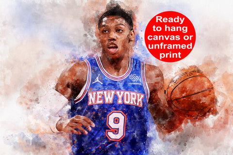 RJ Barrett watercolor, New York Knicks wall art, New York Knicks NBA Championship winner Canvas, RJ Barrett New York Knicks art wall